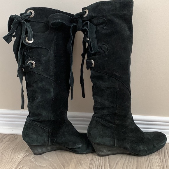 NINE WEST lace-up boots in black suede - Picture 2 of 9
